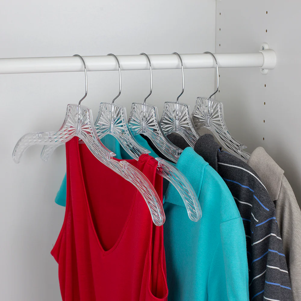 Home Basics Graceful Curve Crystal Plastic Hanger, (Pack of 5), Clear - Image 5