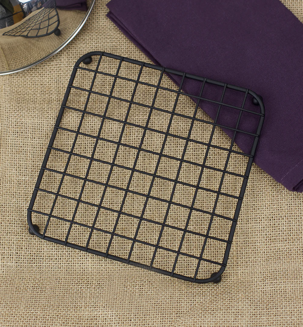 Home Basics Grid Design Non-Skid Trivet, Black, 7.25x7.25x.5 Inches - Image 10