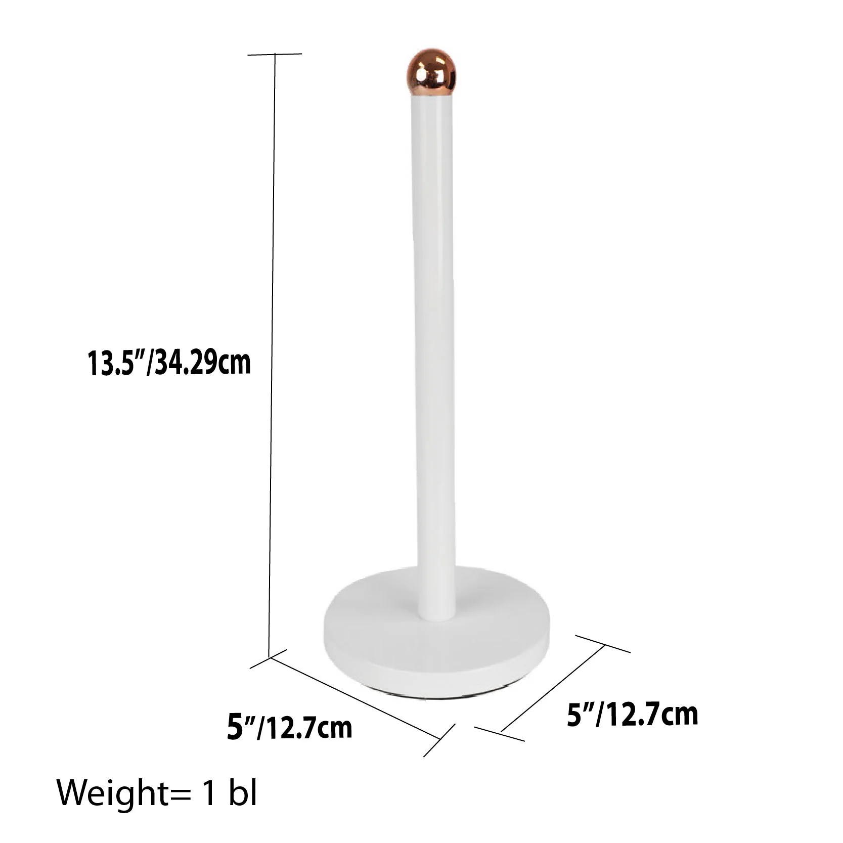 Home Basics Grove Free Standing Paper Towel Holder with Weighted Base and Padded Base, White - Image 5