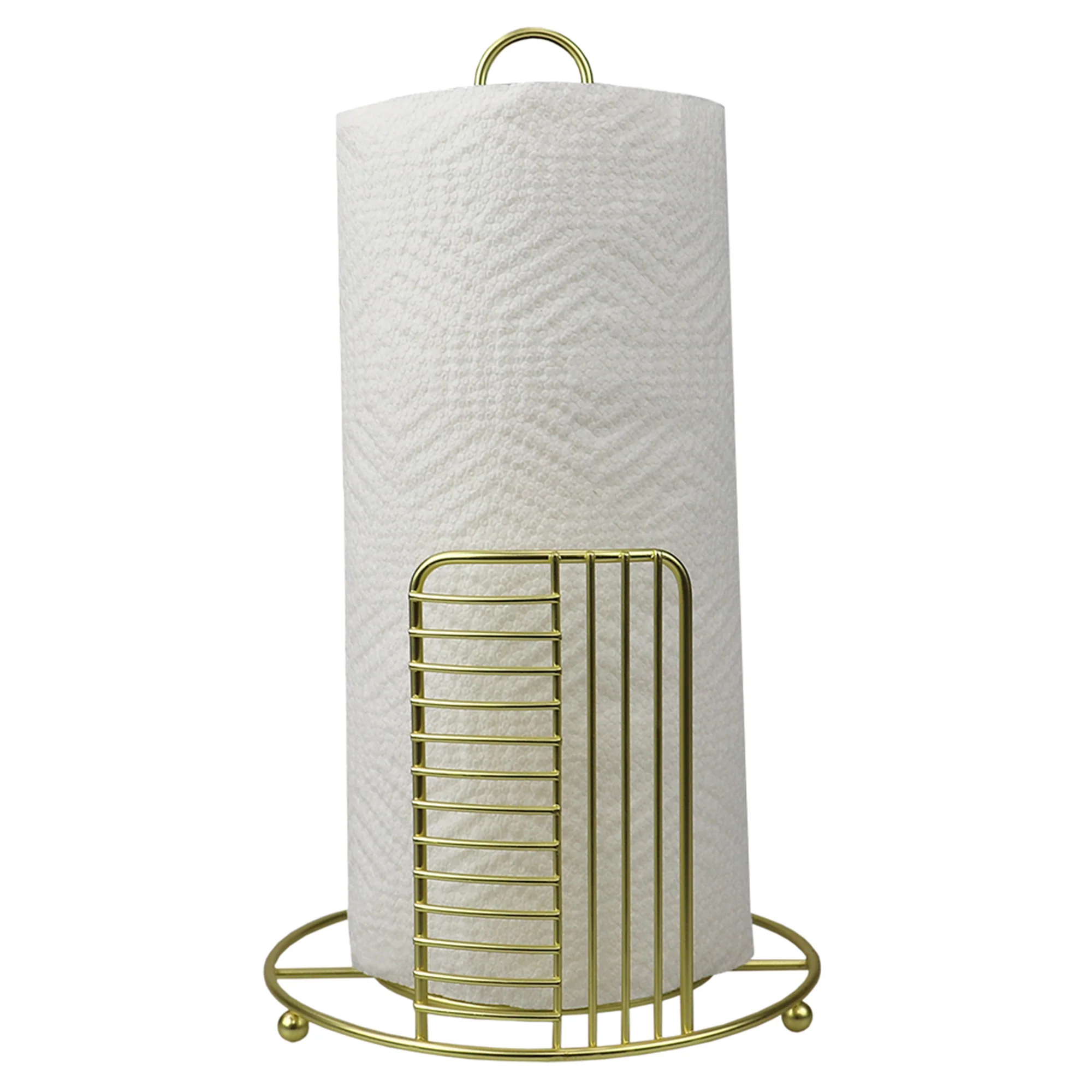 Home Basics Halo Paper Towel Holder, Matte Gold, 12.5x7.25 Inches