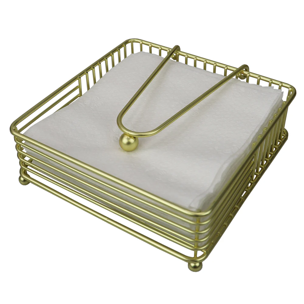 Home Basics Halo Steel Napkin Holder with Weighted Pivoted Arm, Gold