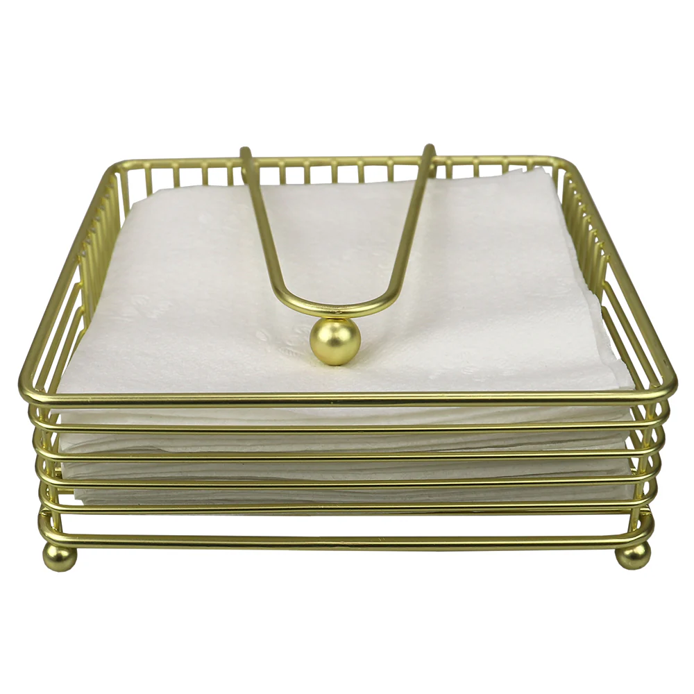 Home Basics Halo Steel Napkin Holder with Weighted Pivoted Arm, Gold - Image 2