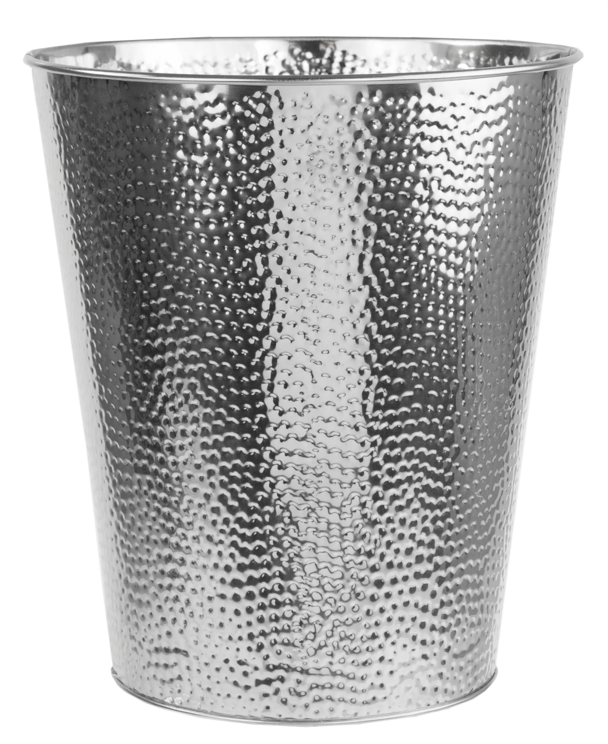Home Basics Hammered Chrome Metal 5 Liter Waste Bin, Silver