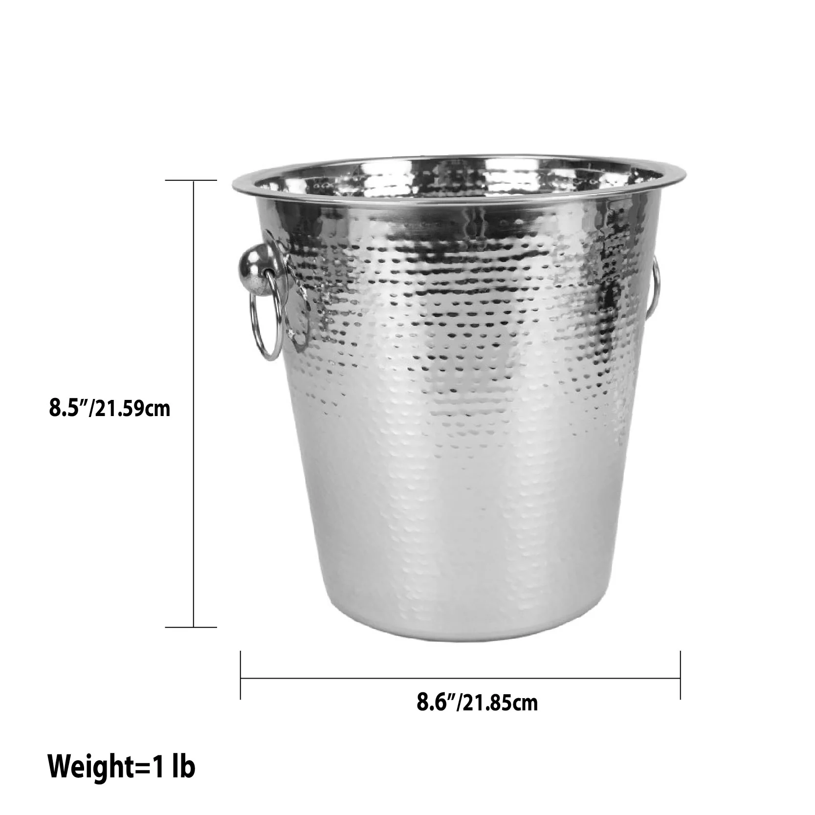 Home Basics Hammered Ice Bucket, Silver, 4.3 Liter - Image 4