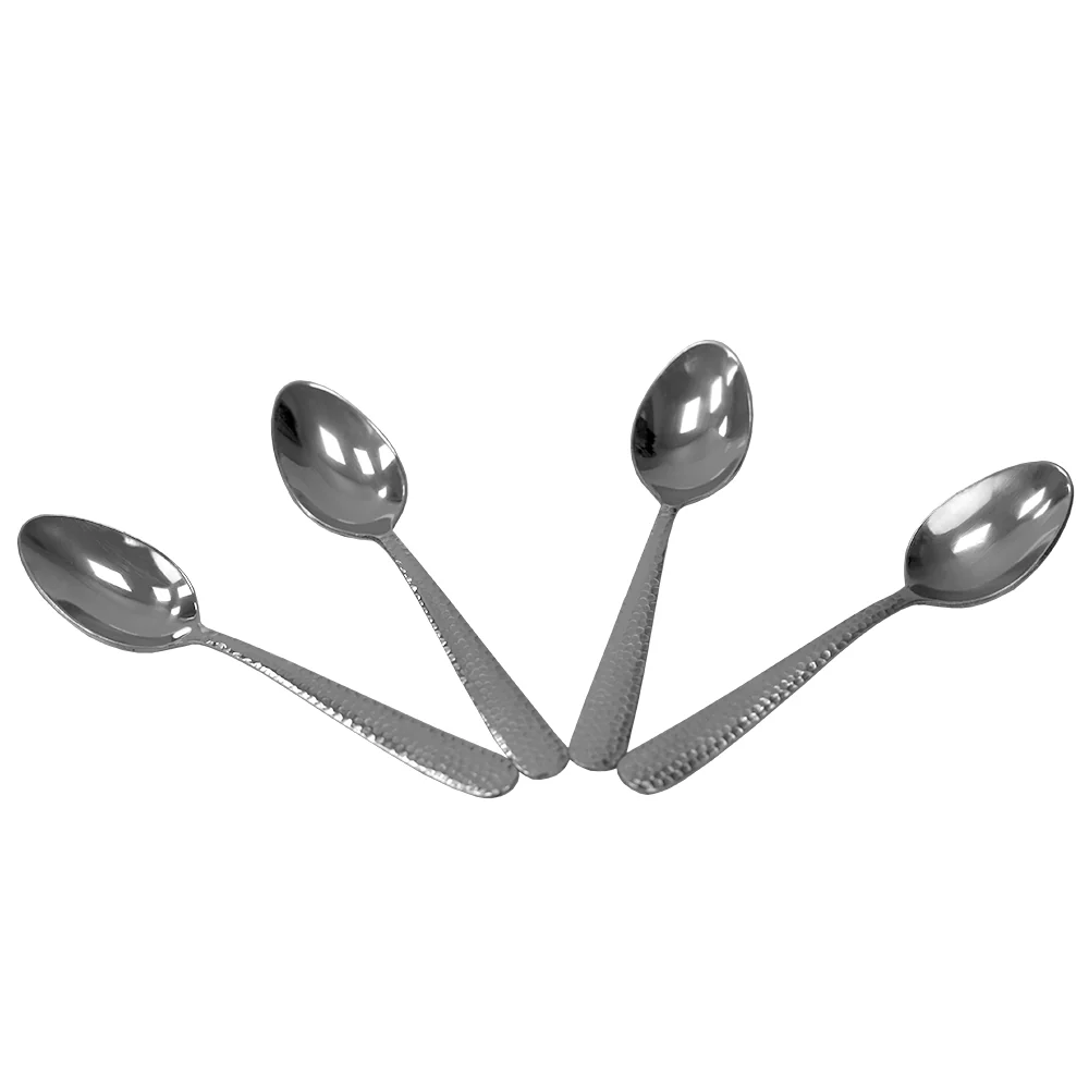 Home Basics Hammered Stainless Steel Tea Spoons, (Pack of 4), Silver - Image 3