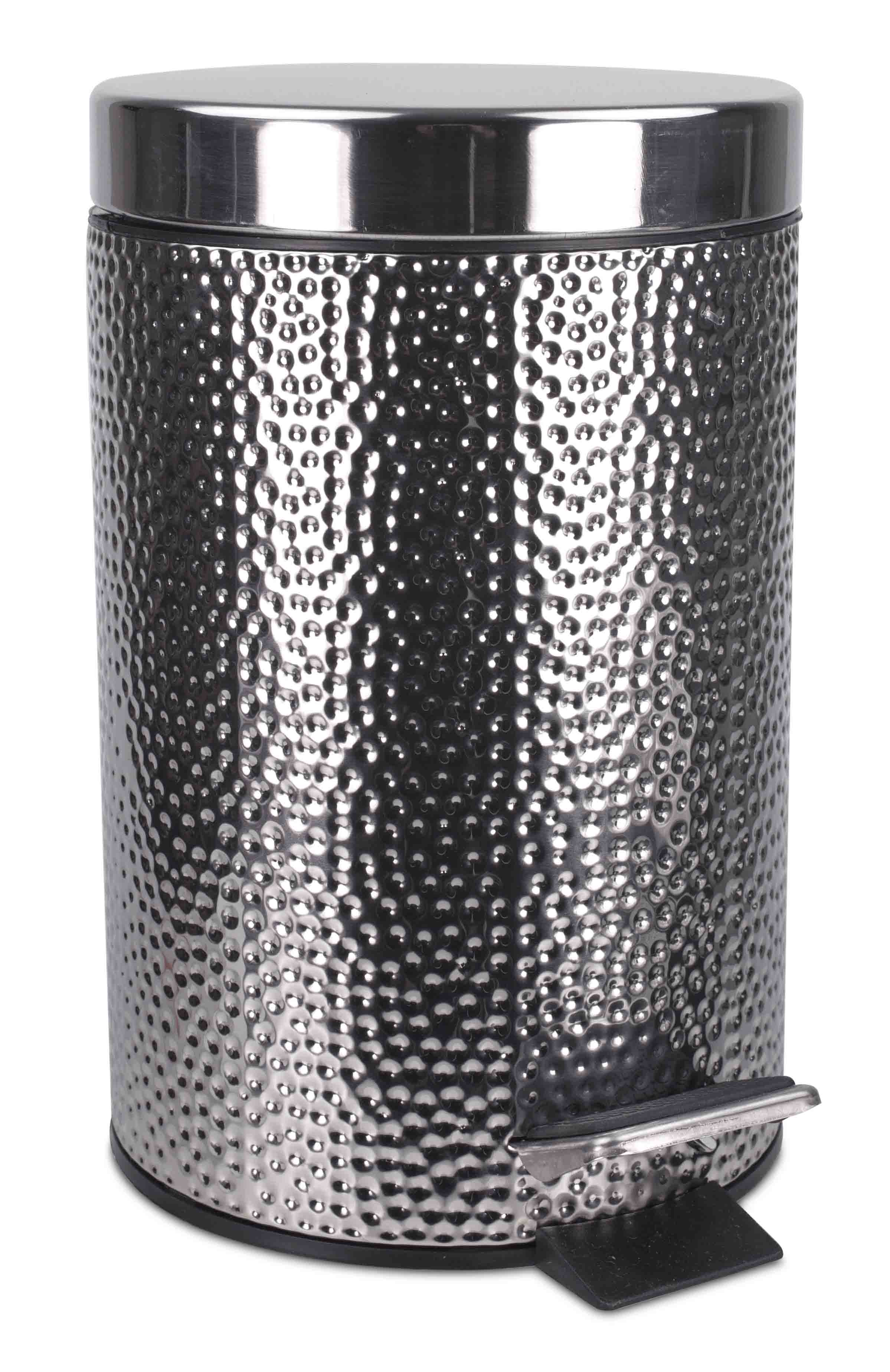 Home Basics Hammered Stainless Steel Waste Bin