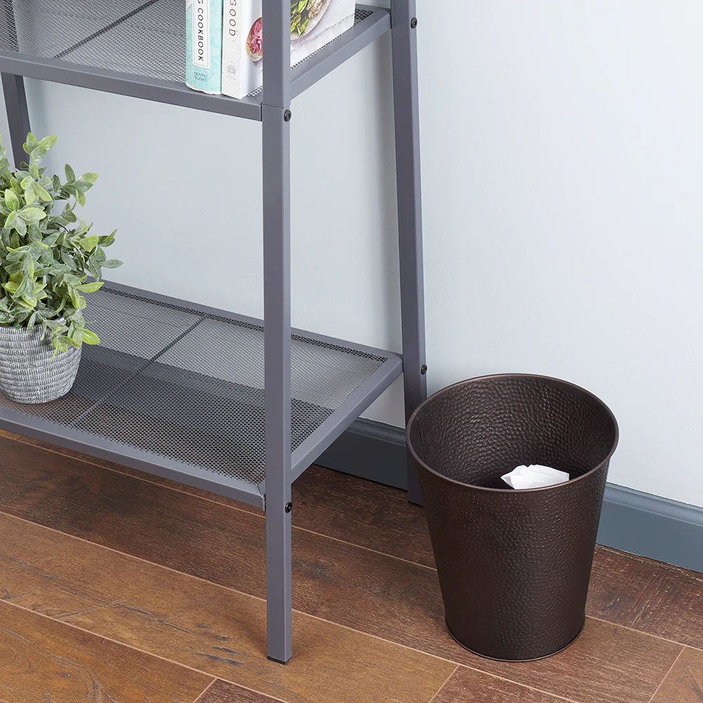 Home Basics Hammered Steel 5 Liter Waste Bin, Bronze - Image 3