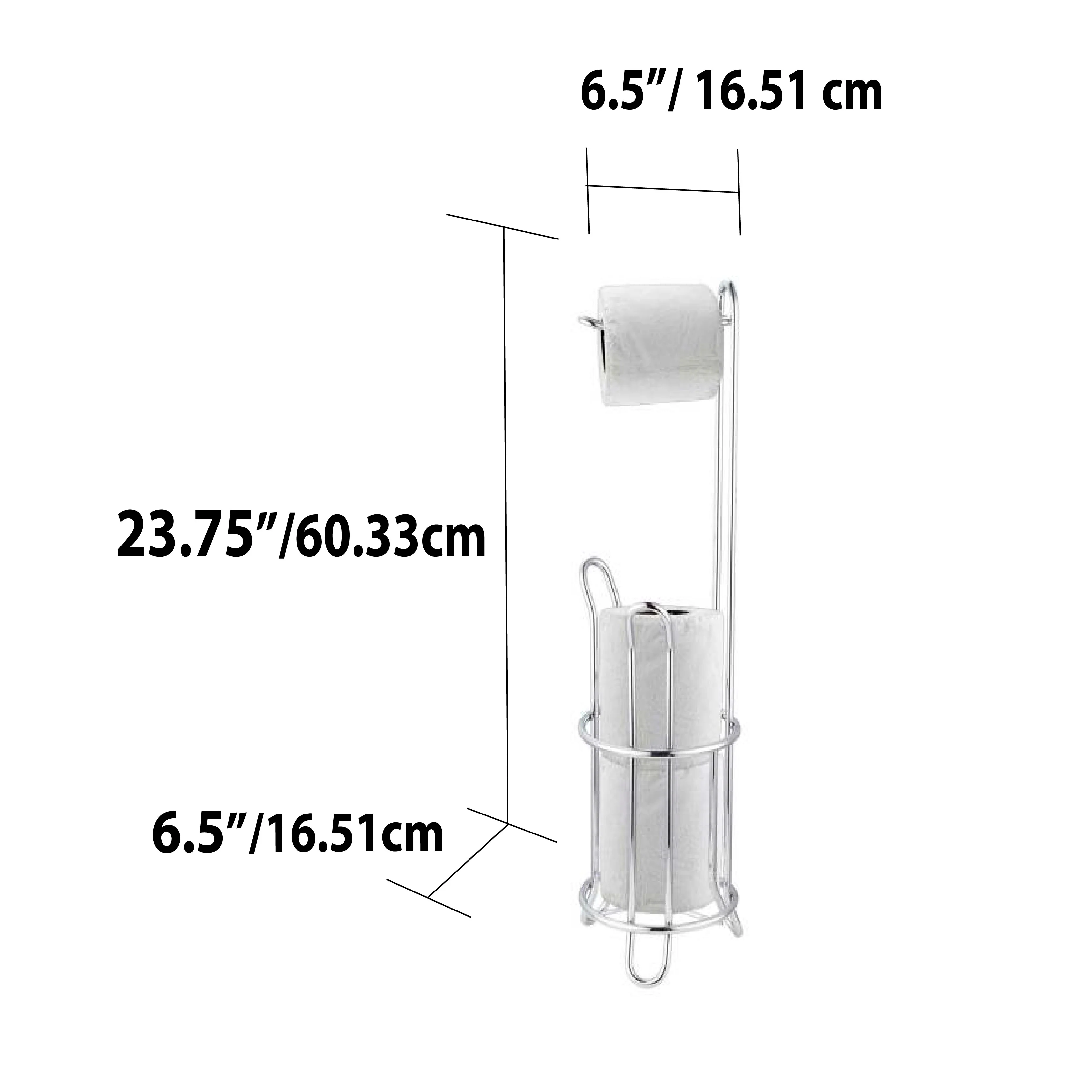 Home Basics Heavy Duty Chrome Plated Steel Toilet Paper Holder, 23.75x6.5 Inches - Image 3