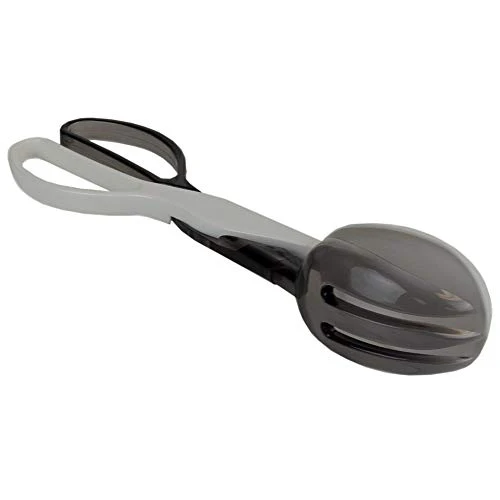 Home Basics Heavy Duty Plastic Salad Tongs, White-Gray, 11.5x2.5x3 Inches - Image 2