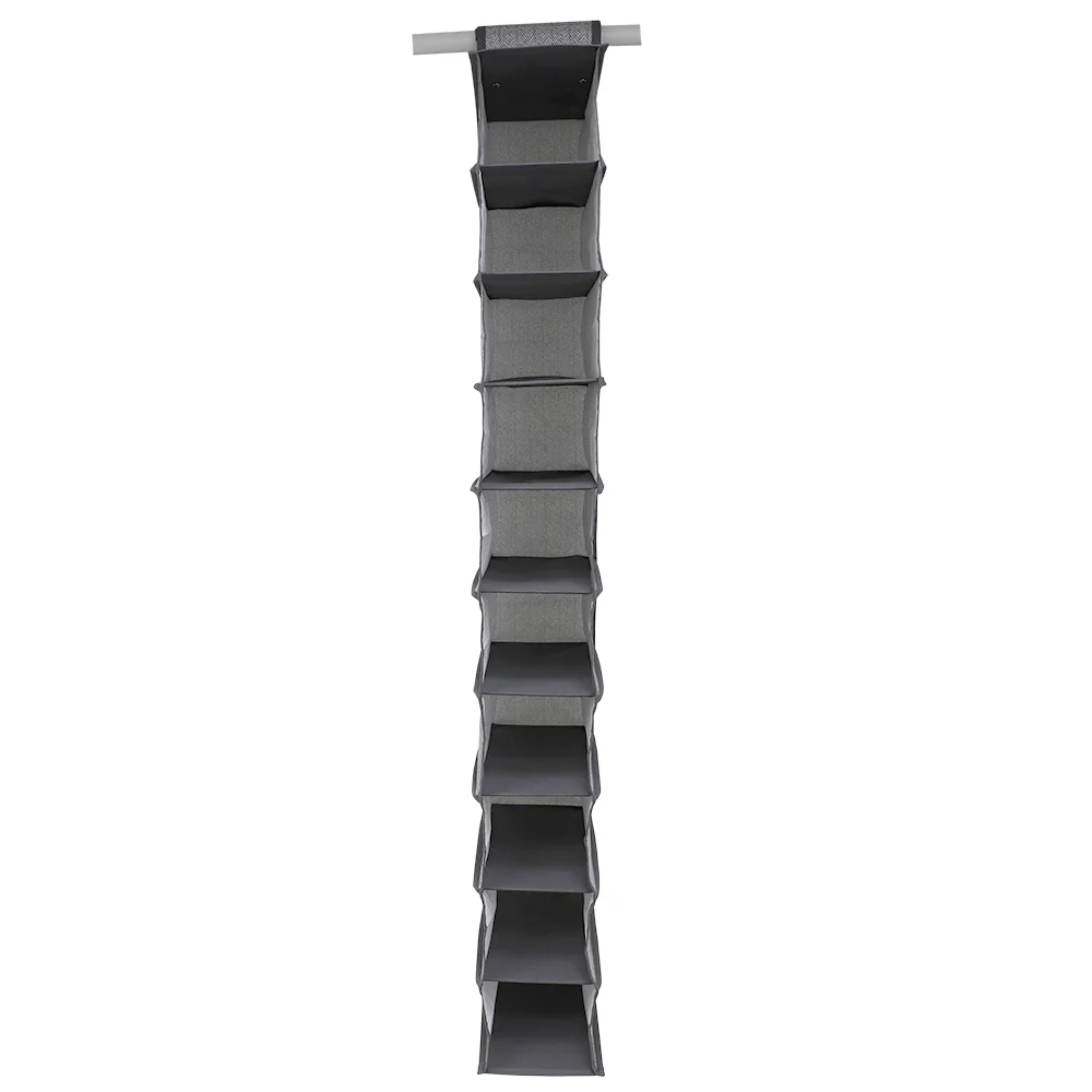Home Basics Herringbone 10 Shelf Hanging Closet Organizer, Gray, 5.87x11.75x47.25 Inches - Image 5