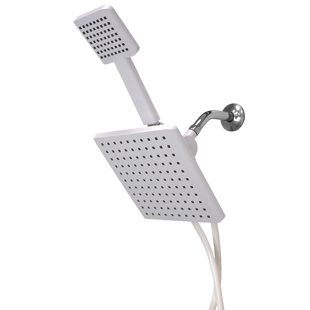 Home Basics Hydrospa Luxe Dual  Function Handheld Shower Massager with Extra Wide Rainfall Shower Head and 5 ft Tangle-Free Hose, White