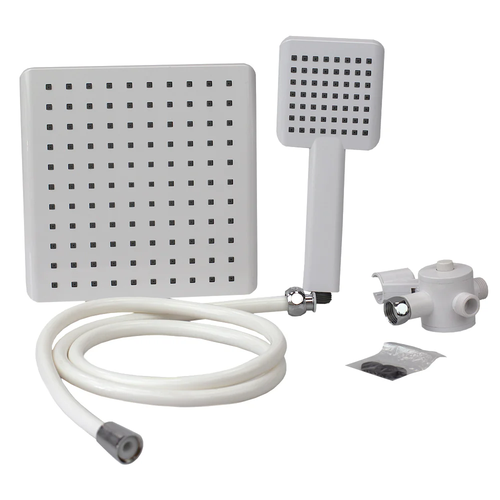 Home Basics Hydrospa Luxe Dual  Function Handheld Shower Massager with Extra Wide Rainfall Shower Head and 5 ft Tangle-Free Hose, White - Image 3