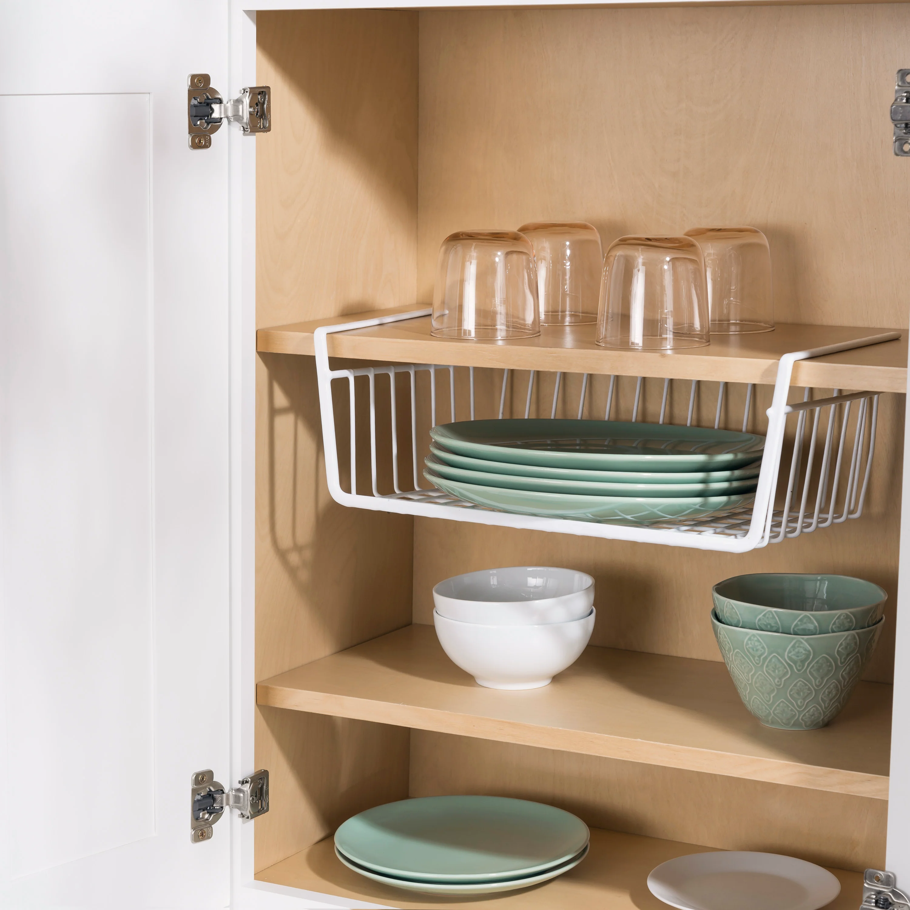 Home Basics Under The Shelf White Storage Basket Organizer, Brown - Image 2
