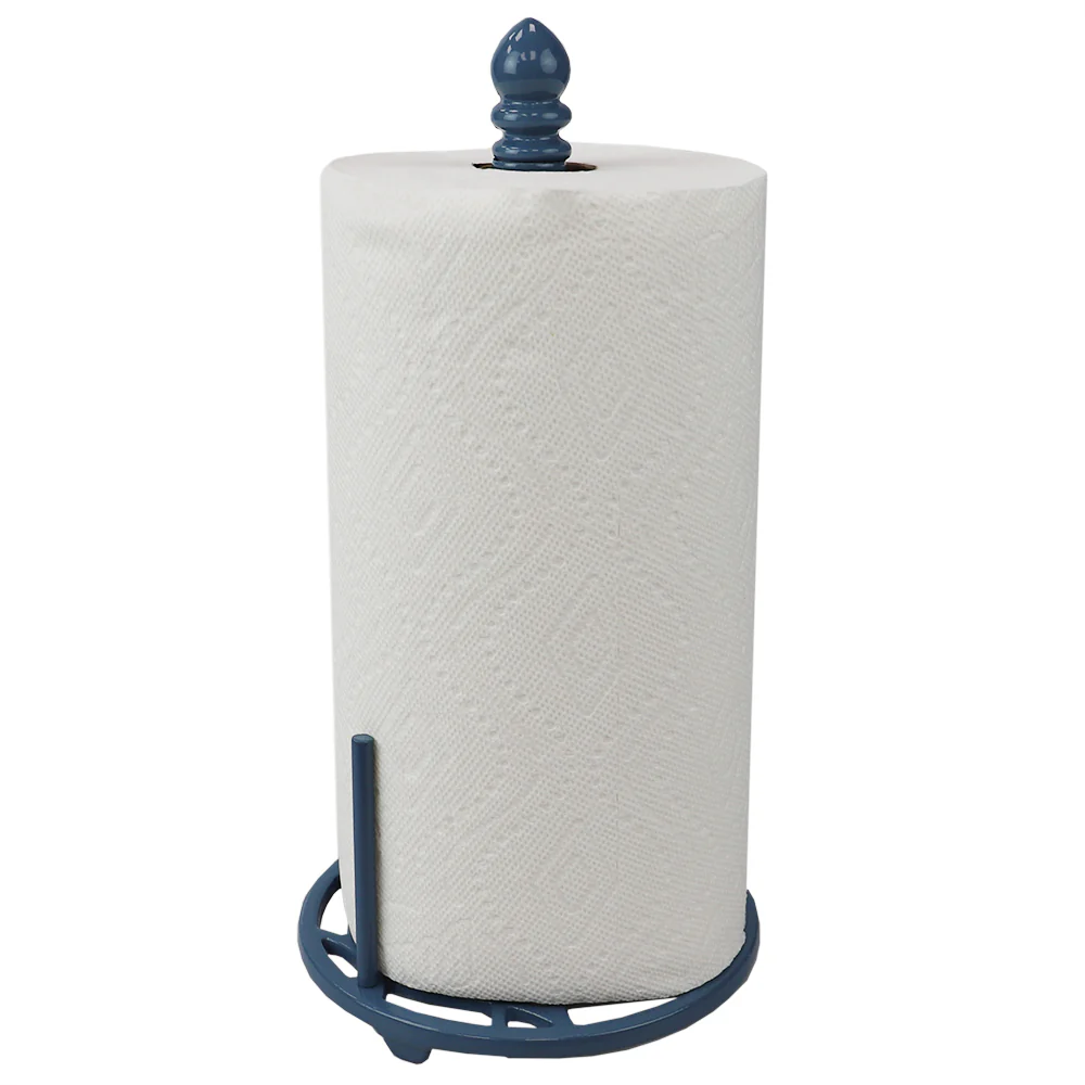 Home Basics Iris Collection Cast Iron Paper Towel Holder, Slate Blue - Image 6