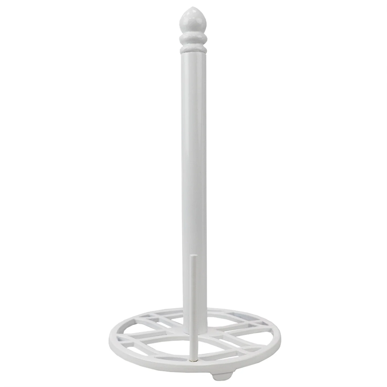 Home Basics Iris Collection Cast Iron Paper Towel Holder, White - Image 7