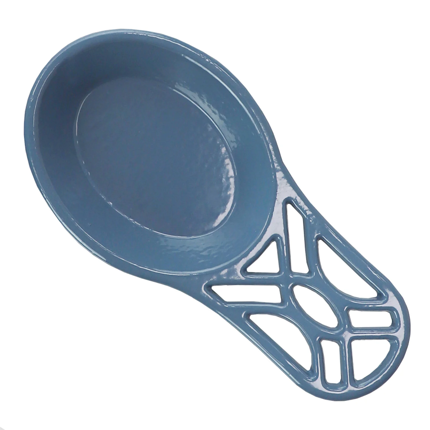 Home Basics Iris Collection Cast Iron Spoon Rest, Slate Blue - Image 4