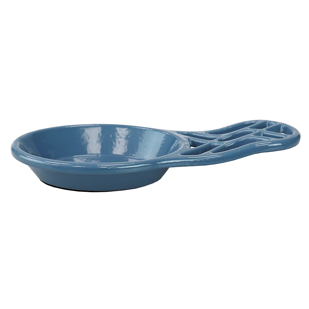 Home Basics Iris Collection Cast Iron Spoon Rest, Slate Blue - Image 7