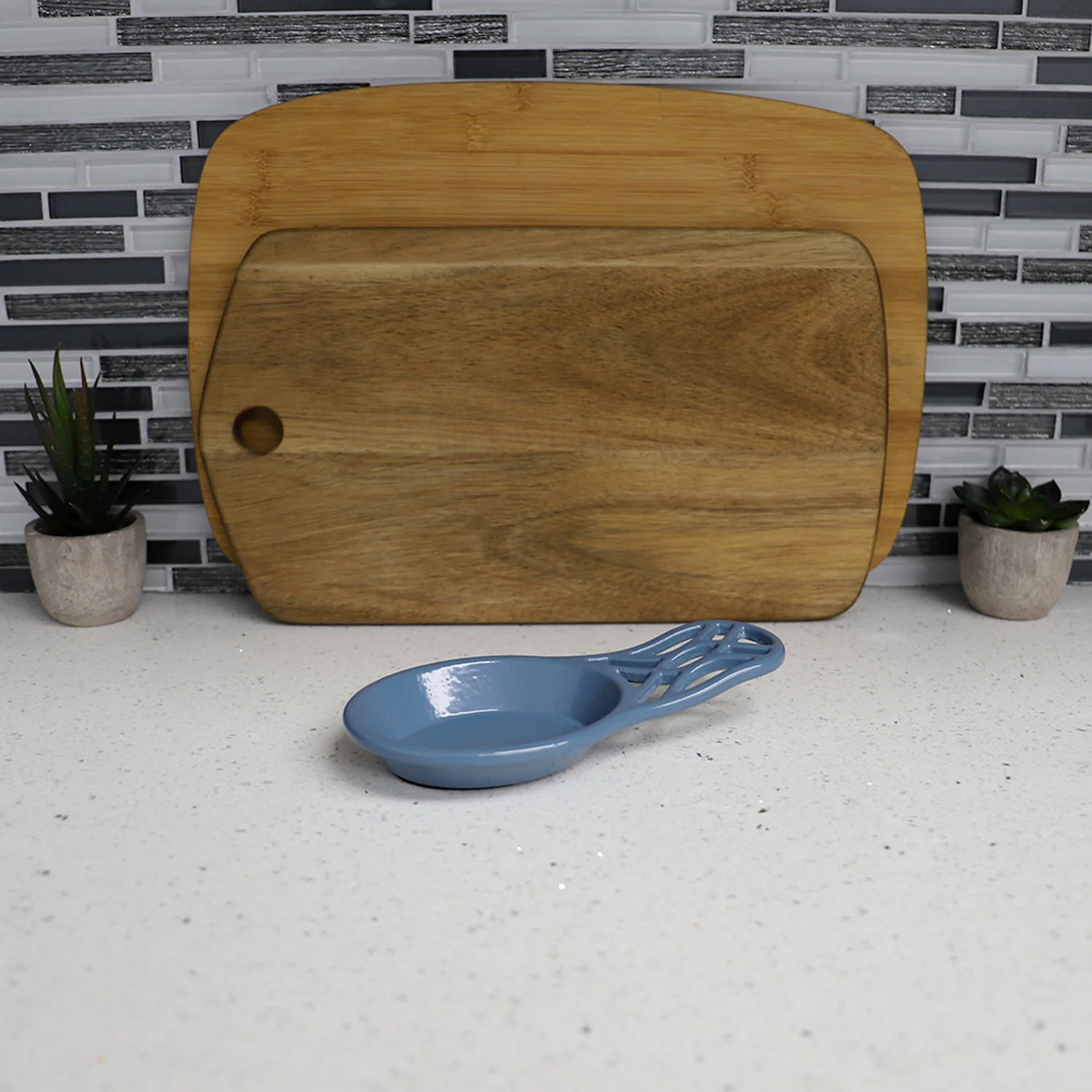 Home Basics Iris Collection Cast Iron Spoon Rest, Slate Blue - Image 9