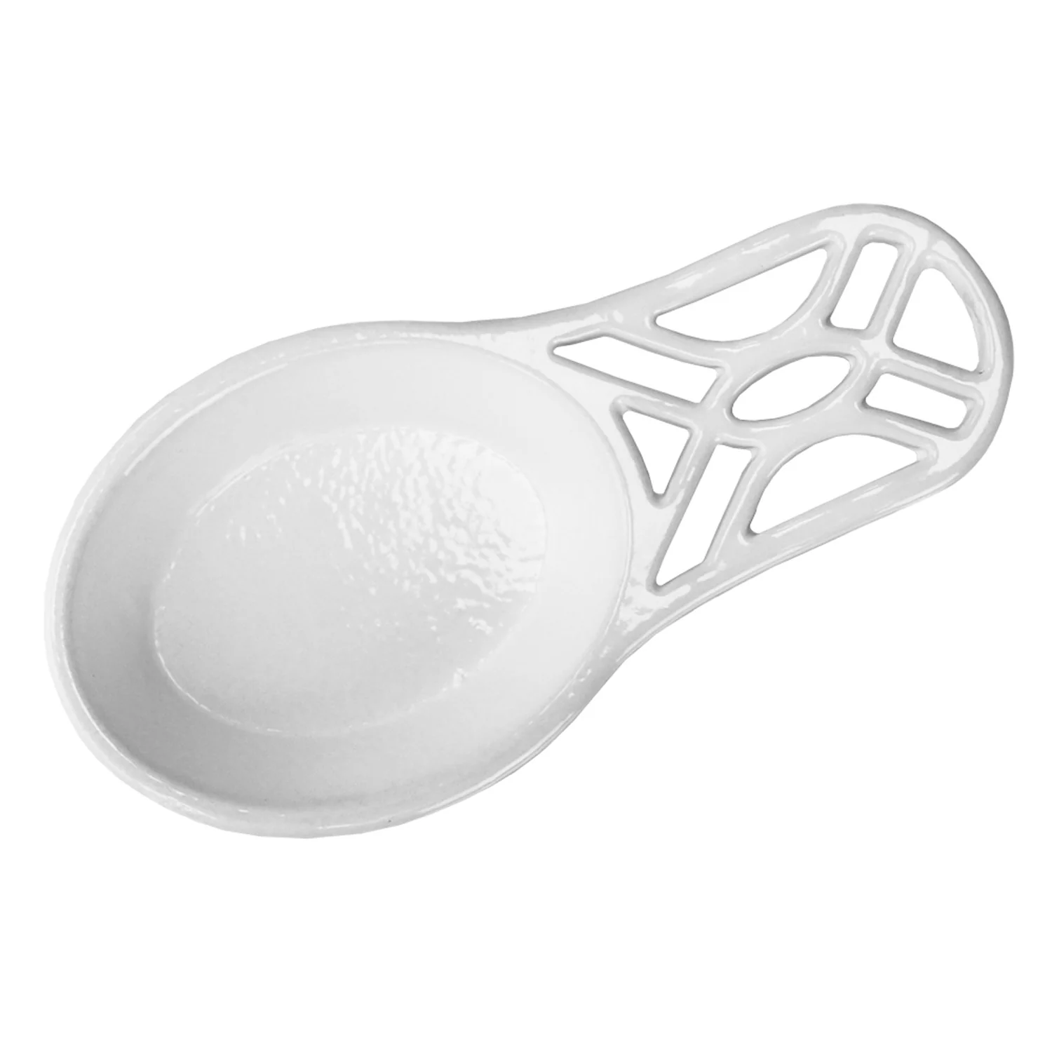 Home Basics Iris Collection Cast Iron Spoon Rest, White - Image 4