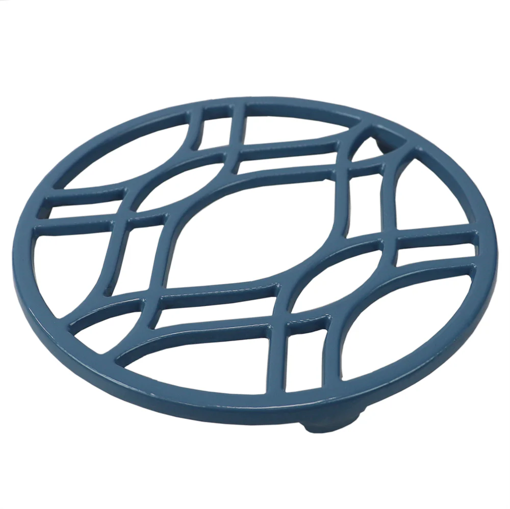 Home Basics Iris Collection Cast Iron Trivet, Slate Blue - Image 2