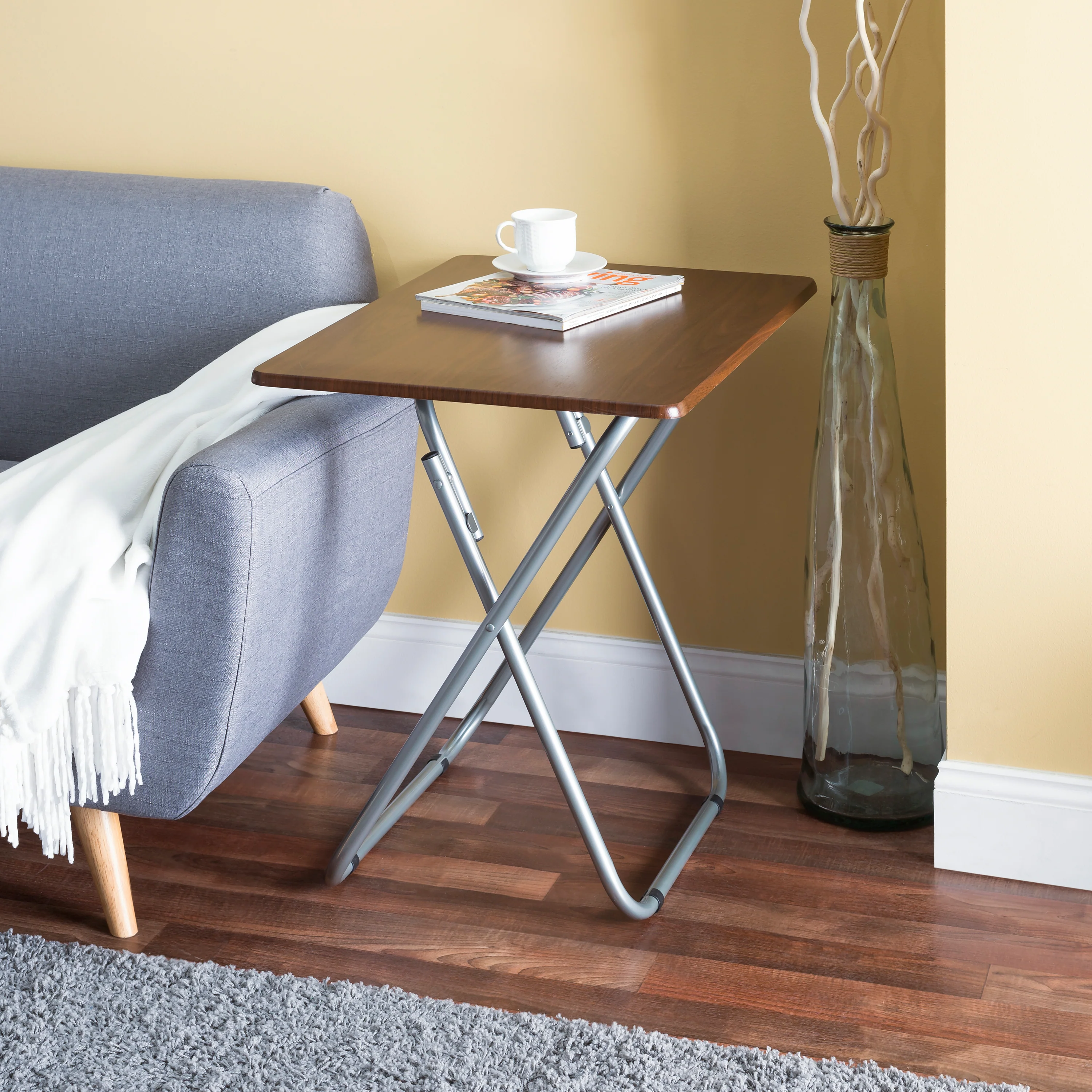 Home Basics Jumbo Multi-Purpose Foldable Table, Cherry - Image 5