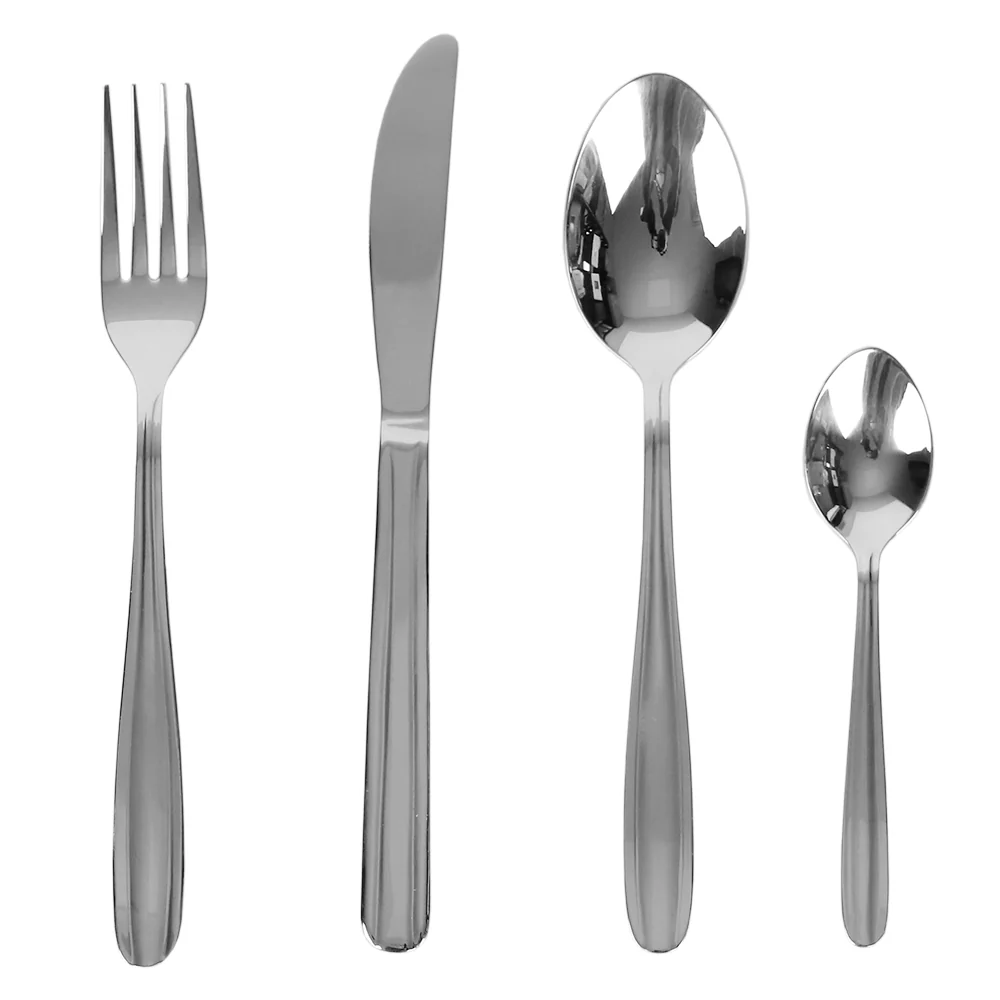 Home Basics Kinsley 16 Piece Stainless Steel Flatware Set, Silver - Image 2