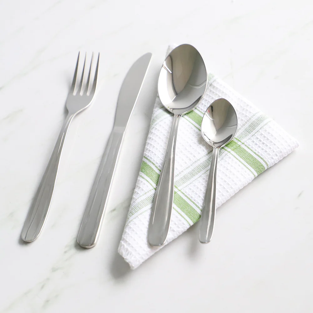 Home Basics Kinsley 16 Piece Stainless Steel Flatware Set, Silver - Image 4