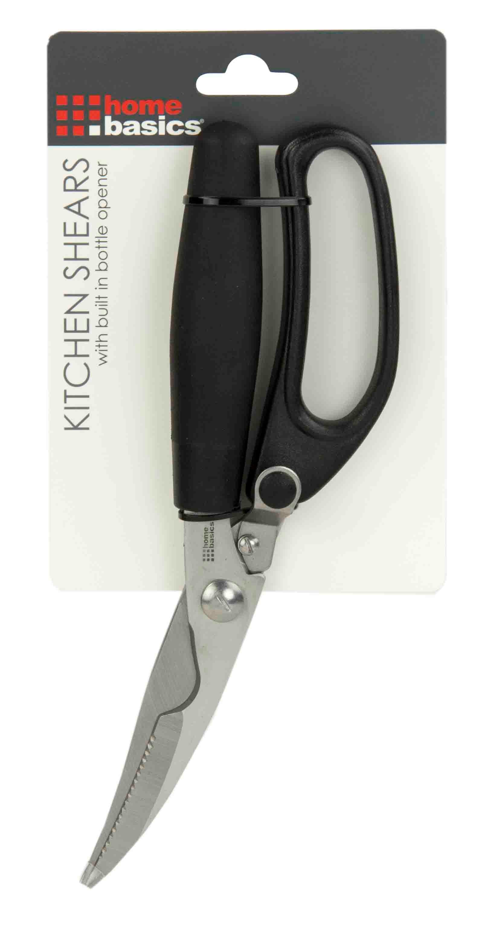 Home Basics Kitchen Poultry Shears Scissors With Built In Bottle Opener, Stainless Steel