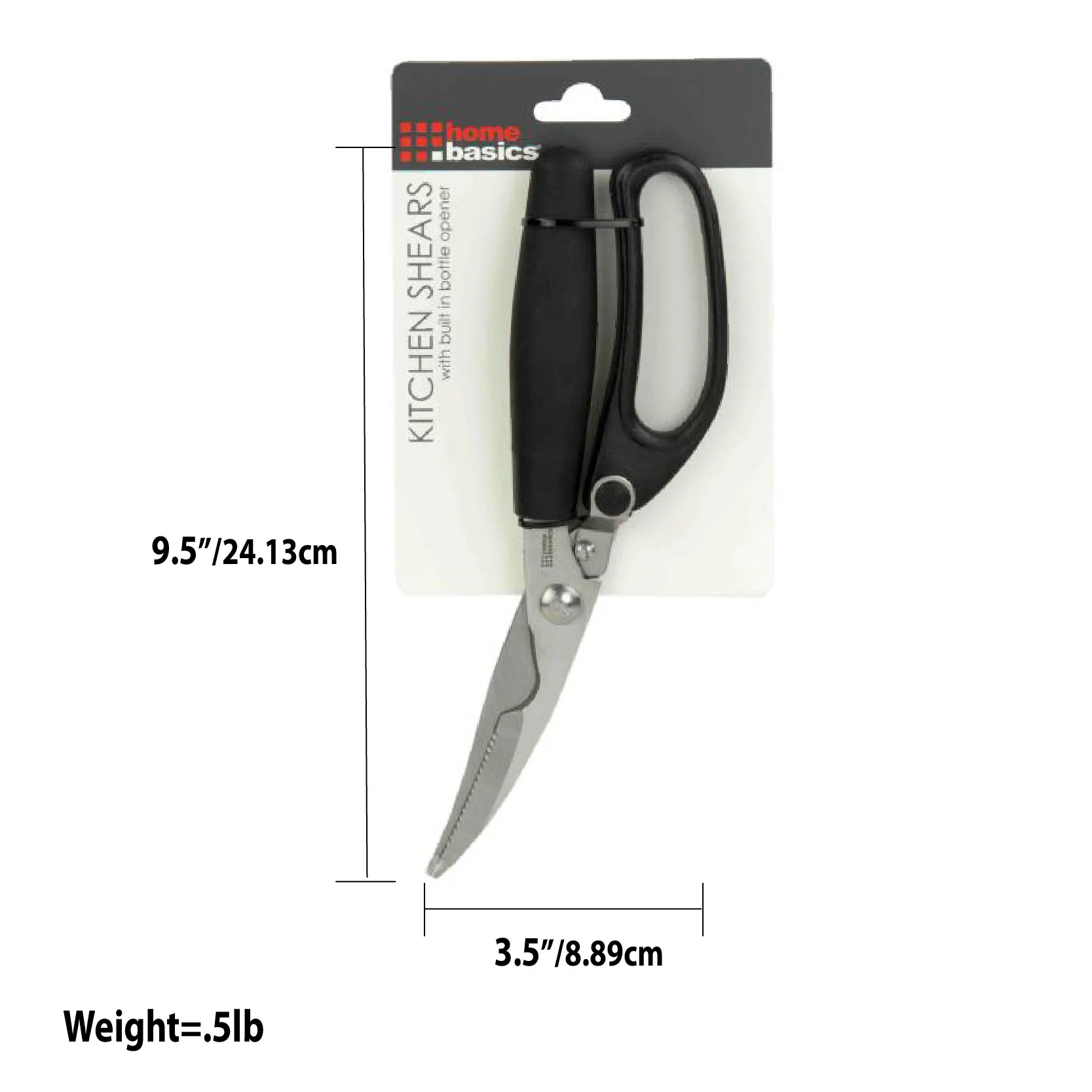 Home Basics Kitchen Poultry Shears Scissors With Built In Bottle Opener, Stainless Steel - Image 4
