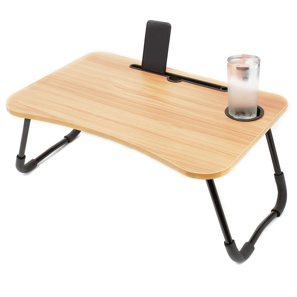 Home Basics Laptop And Tablet Tray with Folding Legs, Walnut, 23x15.5x8.5 Inches