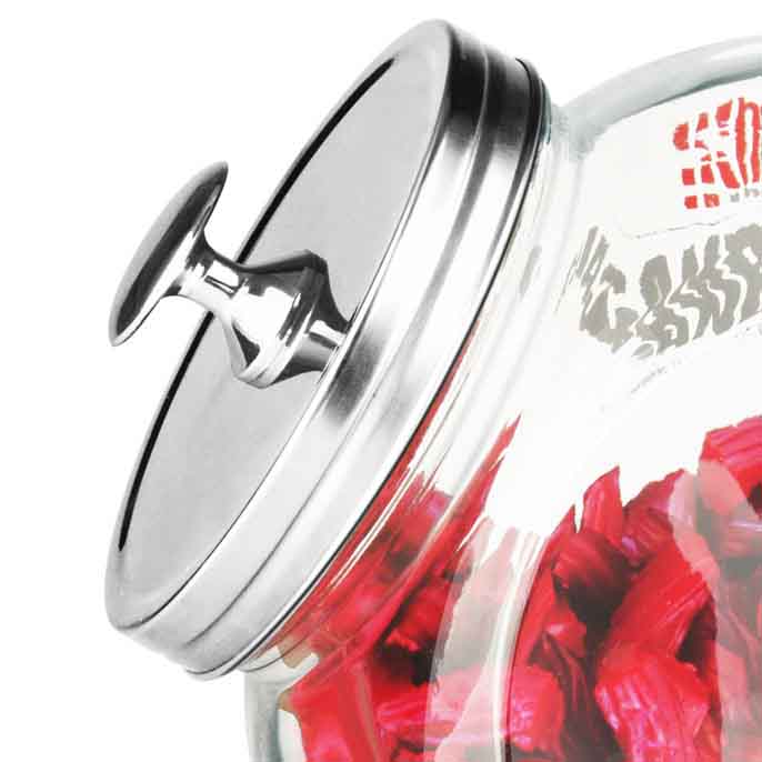 Home Basics Large 91 oz. Round Glass Candy Storage Jar with Stainless Steel Top, Clear - Image 2