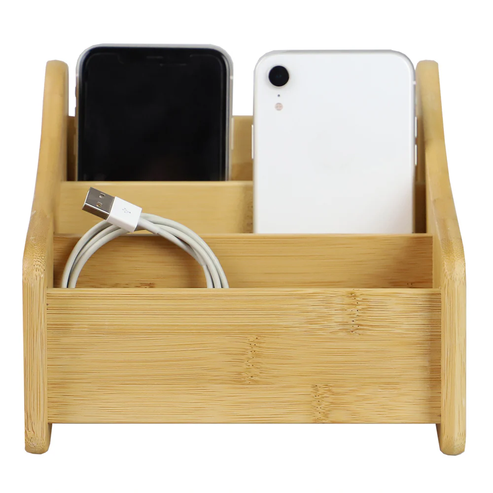 Home Basics Large Bamboo Charging Station, Natural - Image 2