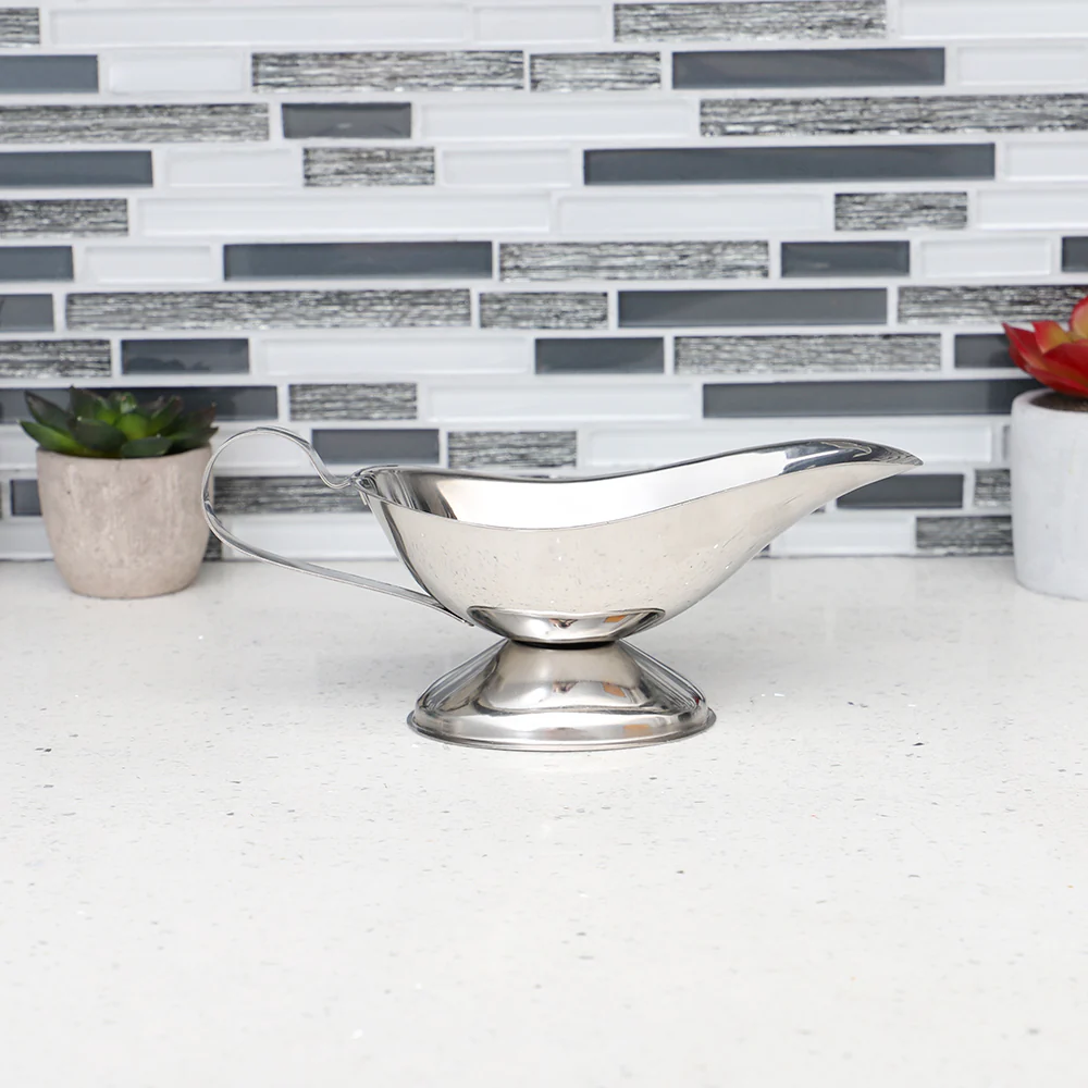 Home Basics Large Capacity Stainless Steel Gravy Boat, Silver - Image 4