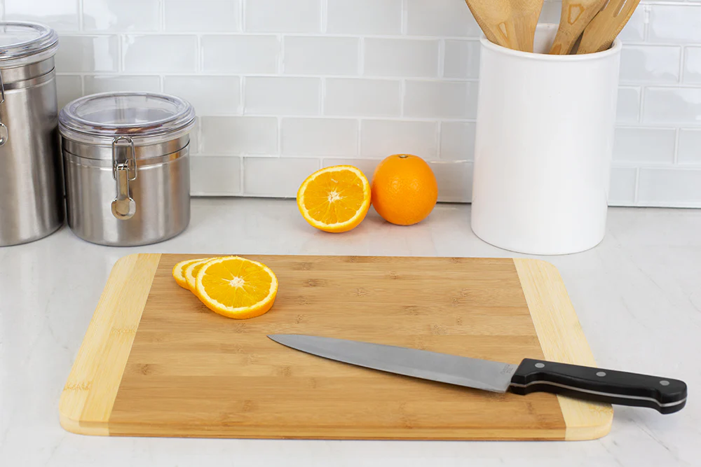 Home Basics Large Dual Tone Bamboo Cutting Board, Natural, 12x16 Inches - Image 4