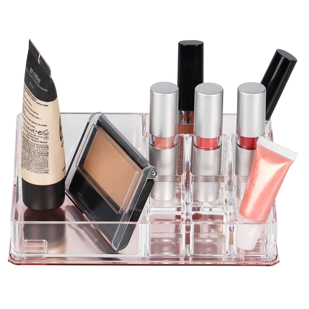 Home Basics Large Plastic Cosmetic Organizer with Rose Bottom - Image 3