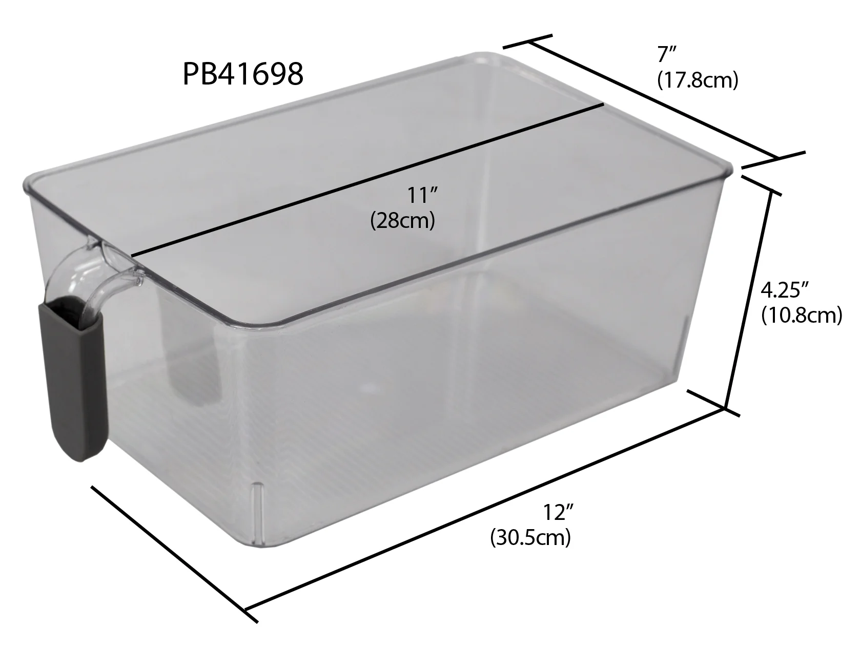 Home Basics Large Pull-Out Plastic Storage Bin with Soft Grip Handle, Clear - Image 6