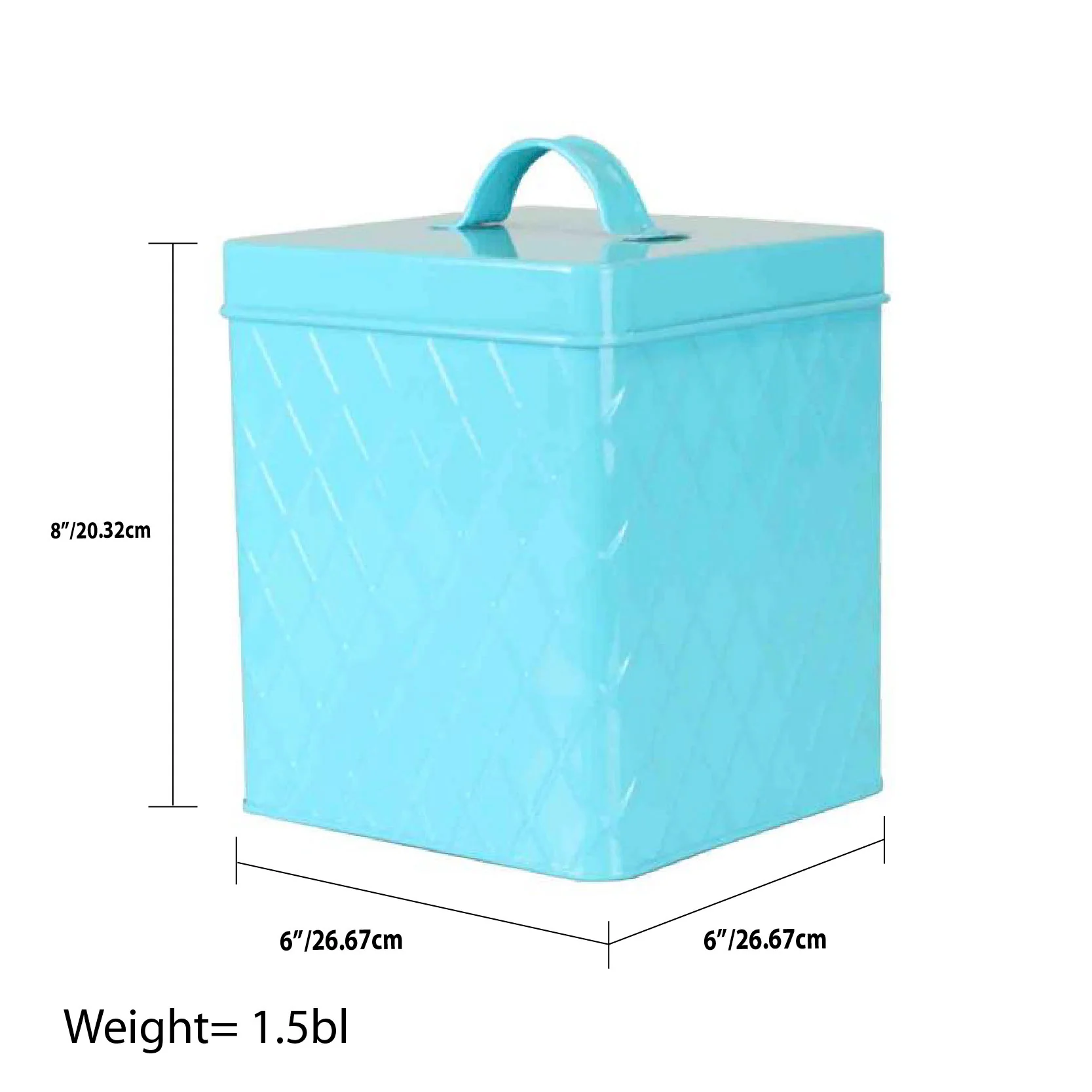 Home Basics Large  Tin Canister, Turquoise - Image 3