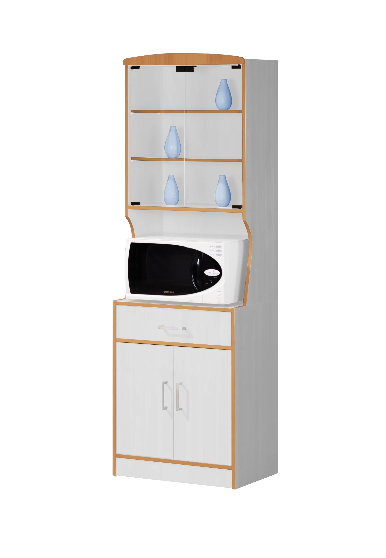 Home Basics Large Wood Microwave Cabinet, White