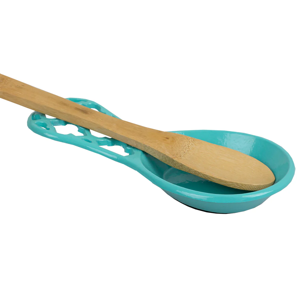 Home Basics Lattice Collection Cast Iron Spoon Rest, Turquoise - Image 2