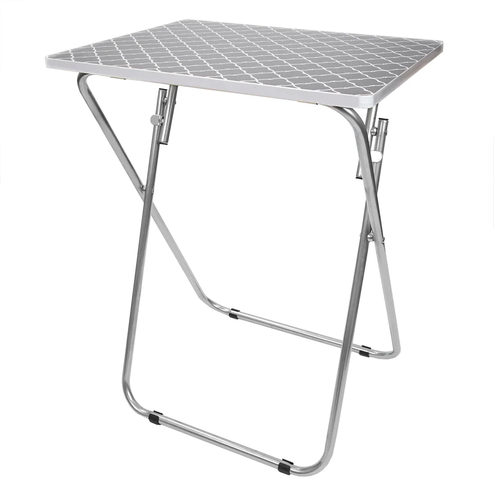 Home Basics Multi-Purpose Folding Table, Lattice Gray, 15x19x25.5 Inches - Image 5
