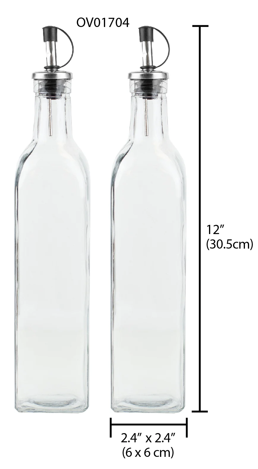 Home Basics Leak Proof Easy Pour Oil and Vinegar Bottle, (Set of 2), Clear - Image 2