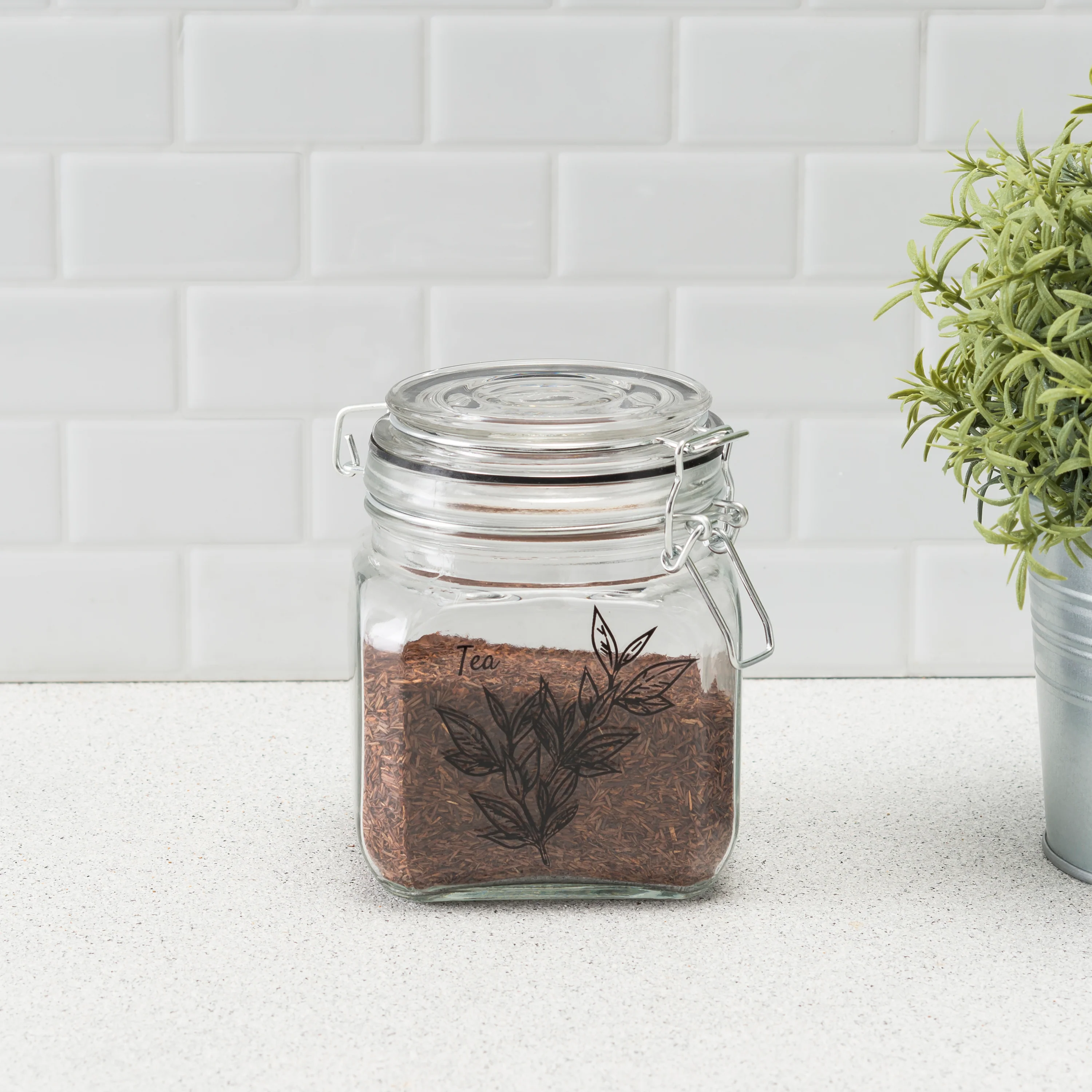 Home Basics Ludlow 23 oz.  Canister with Metal Clasp, Clear - Image 9