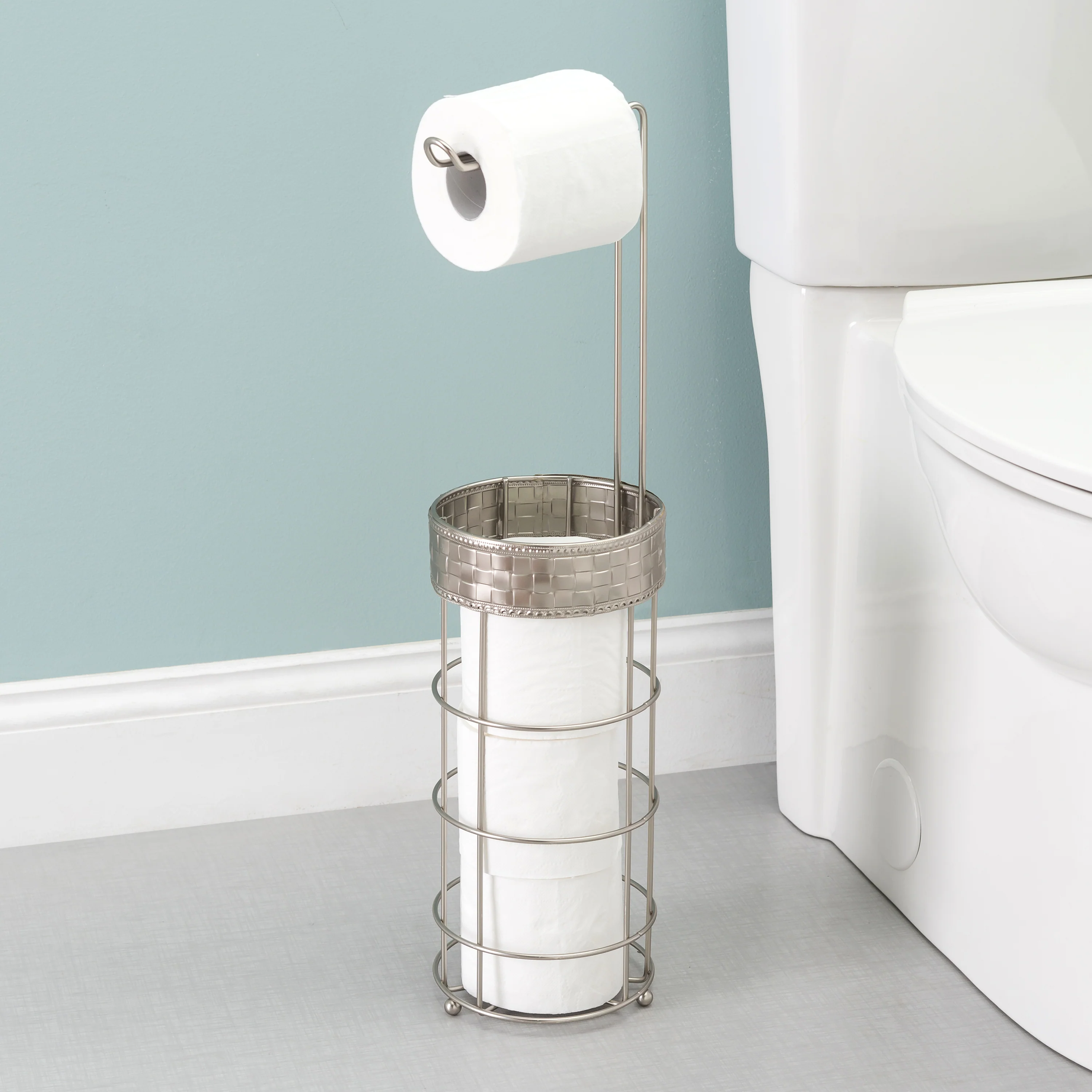 Home Basics Luxor Toilet Paper Dispenser, Satin Nickel - Image 5