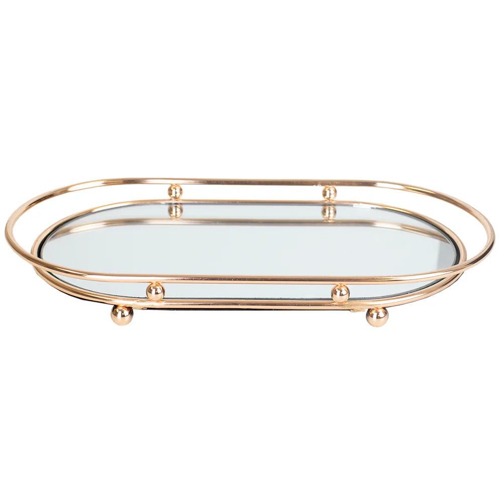 Home Basics Luxury Mirror Vanity Tray, Gold - Image 6