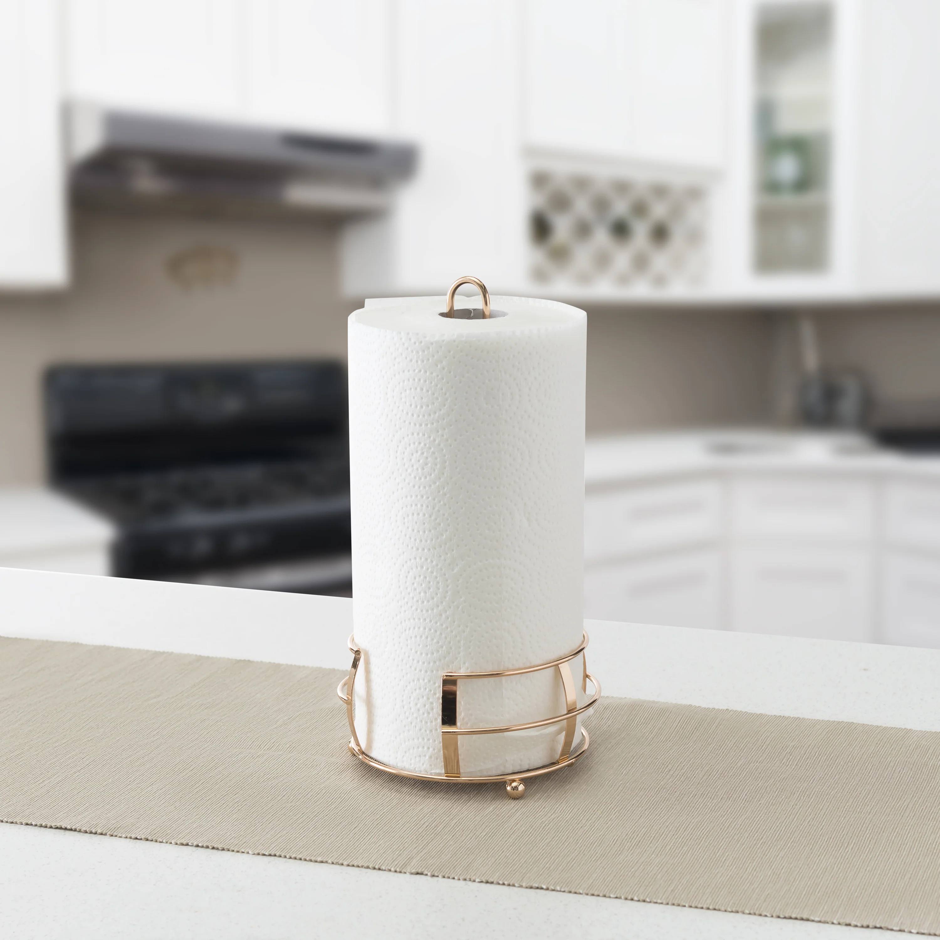 Home Basics Lyon Free-Standing Paper Towel Holder, Rose Gold - Image 5