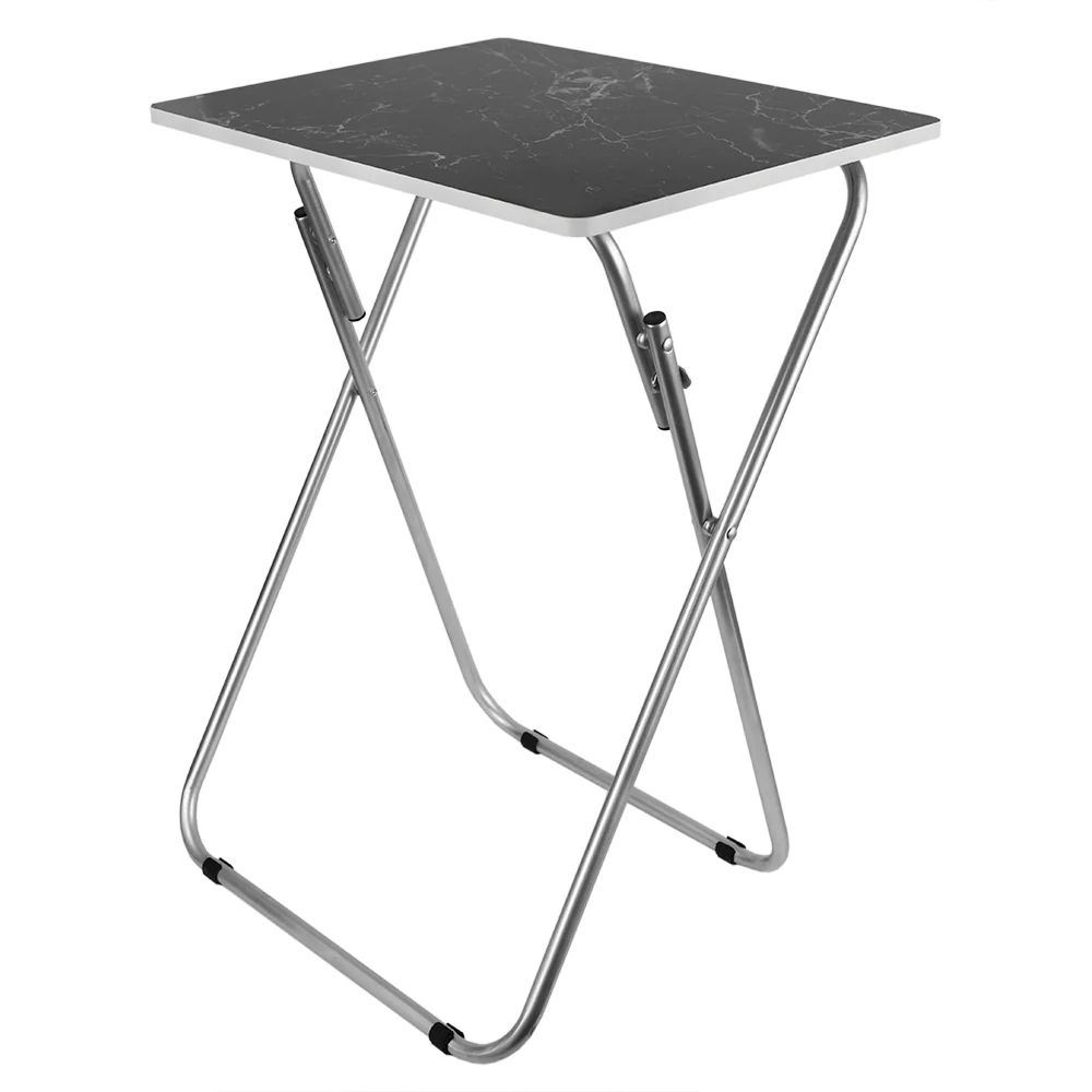Home Basics Marble Multi-Purpose Foldable Table, Black - Image 2