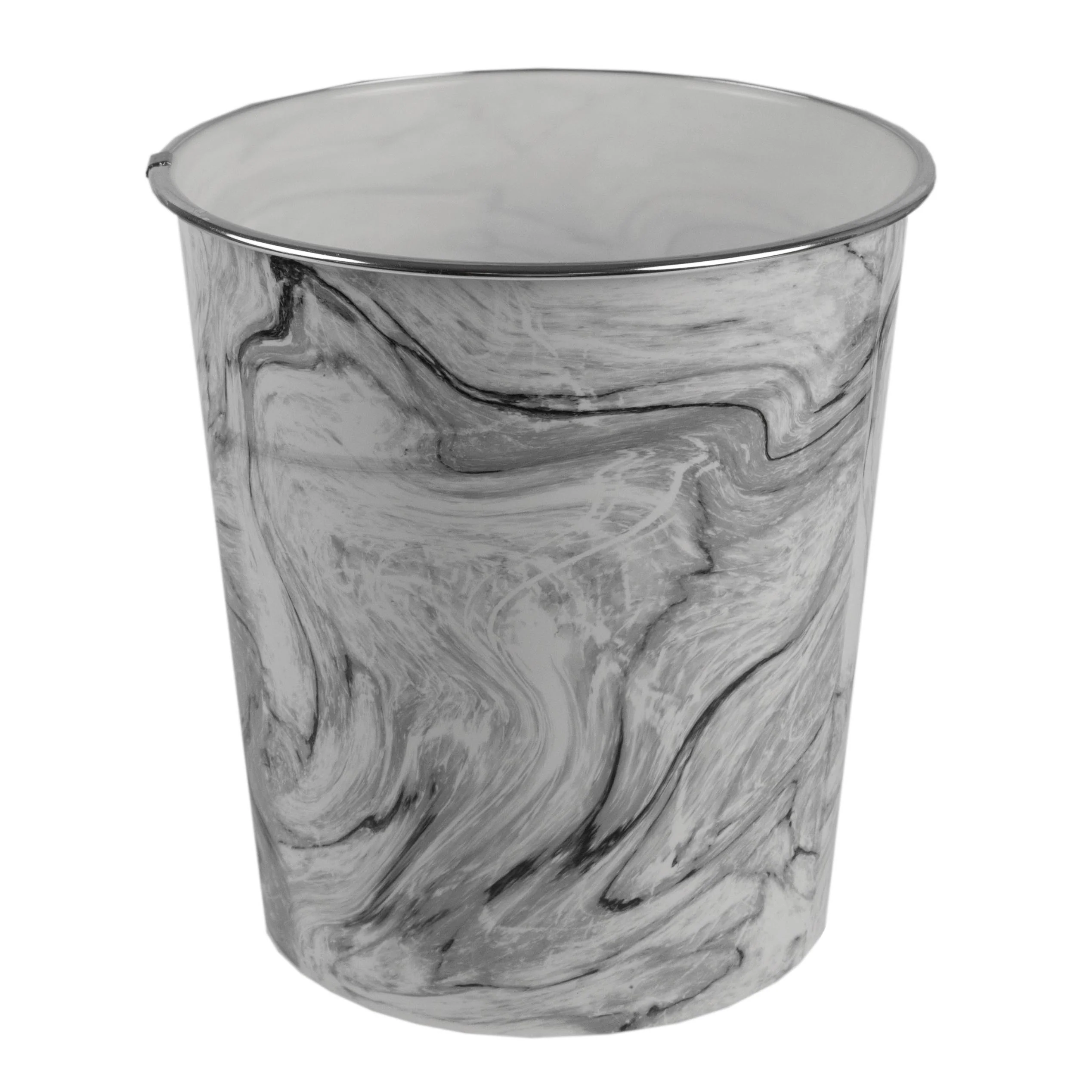 Home Basics  Marble Plastic 5 Liter Waste Bin, White