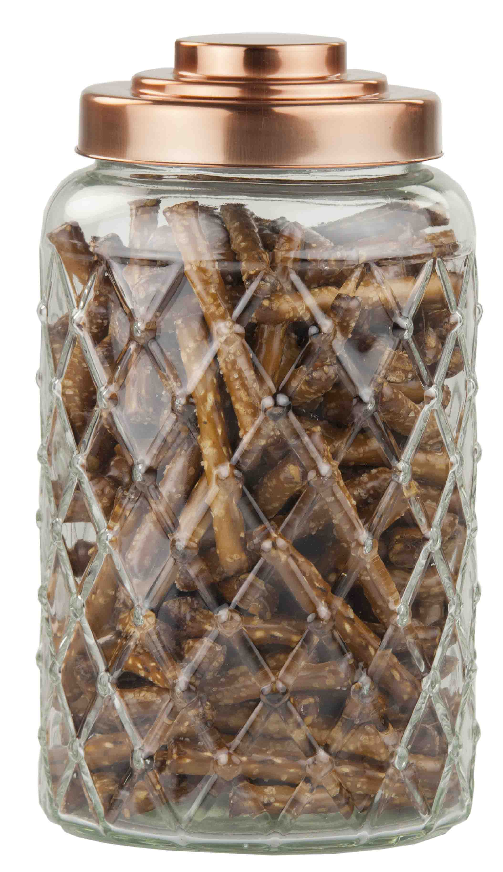 Home Basics Medium Textured Glass Jar with Gleaming Air-Tight Copper Top