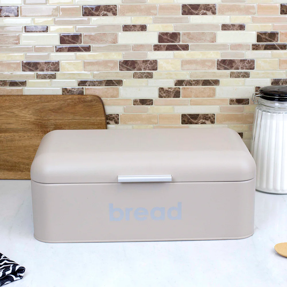 Home Basics Metal Bread Box, Stone - Image 2