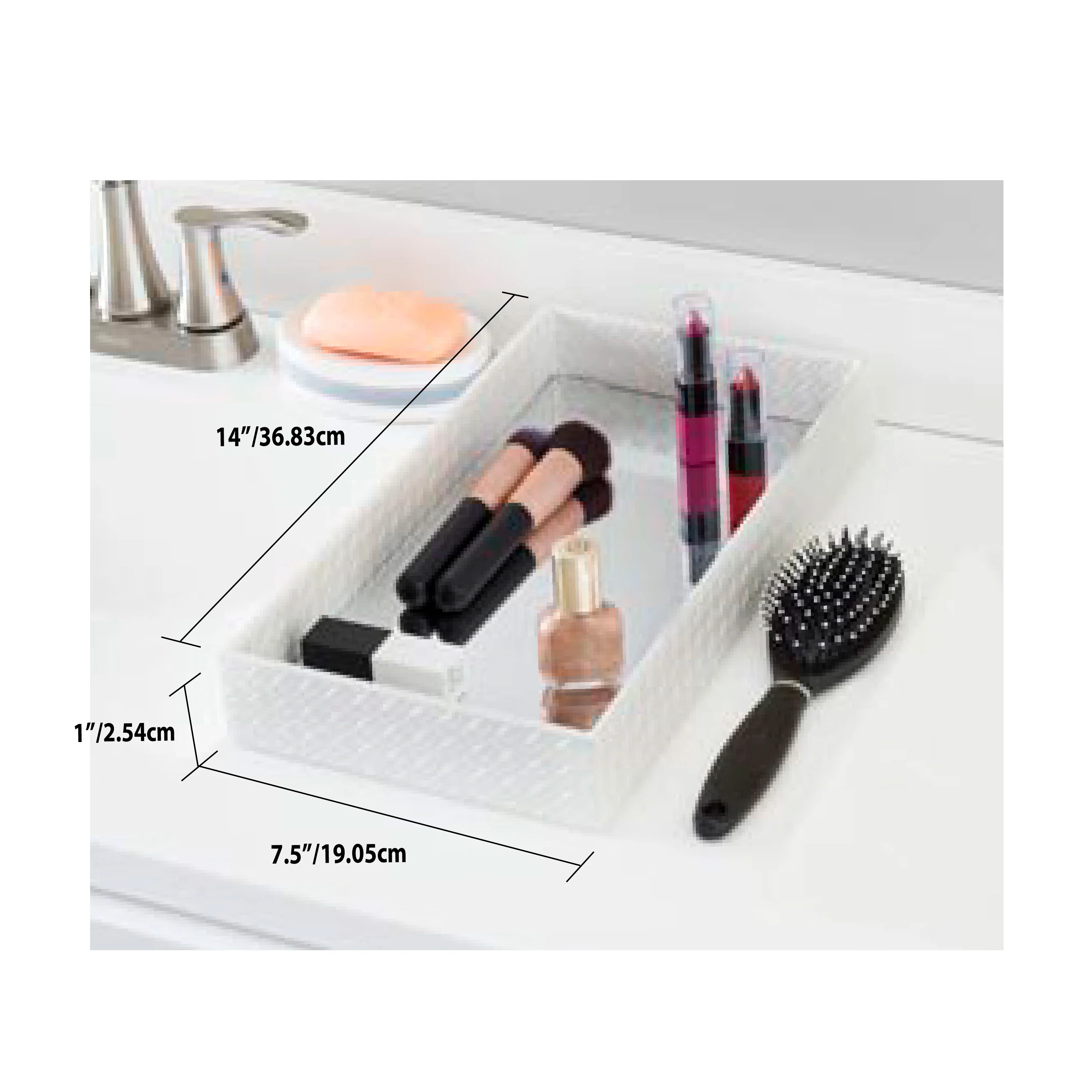 Home Basics Metallic Weave Vanity Tray, Silver - Image 3